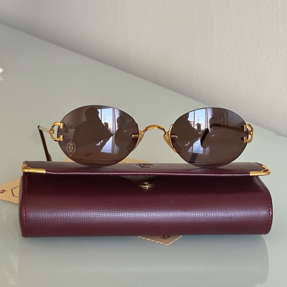 Vintage Cartier Oval Sunglasses 18k gold plated. - Picture 12 of 16